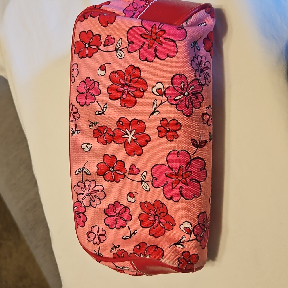 Bath And Body works Pink And Red Floral Zippered Cosmetic Case - Picture 3 of 8
